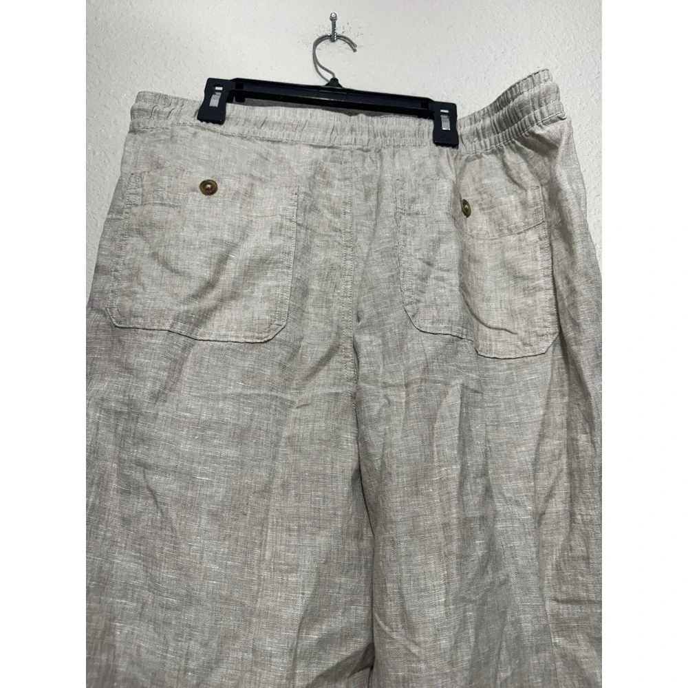 Quince Linen Wide Leg Pants Women L Beige Nuetral Minimal Beach Boho Peasant